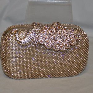 New Crystal Peacock Minaudiere Purse Evening Bag Handbag w Chain
